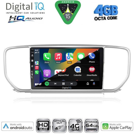 Digital IQ Car Audio System for Kia Sportage 2018-2021 Bluetooth USB WiFi GPS Apple CarPlay Android Auto with 9" Touch Screen