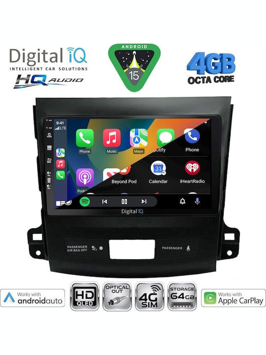 Digital IQ Car Audio System for Peugeot 4007 Mitsubishi Outlander Citroen C-Crosser 2006-2012 (Bluetooth/USB/WiFi/GPS/Apple CarPlay/Android Auto) with 9" Touch Screen