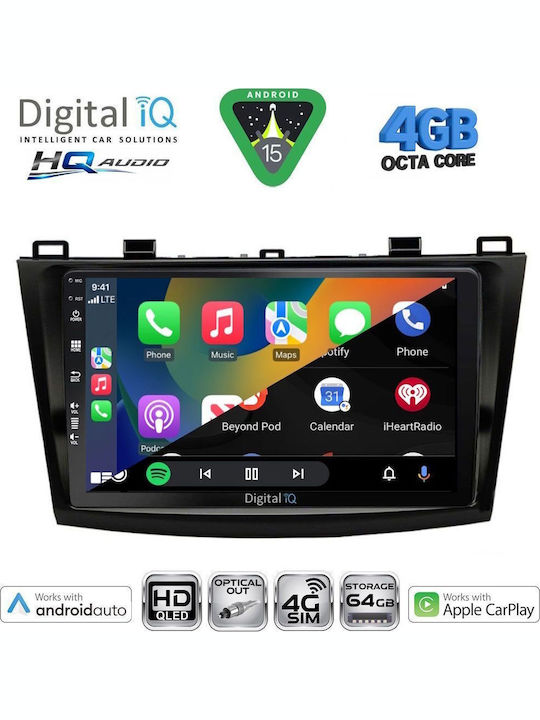 Digital IQ Sistem Audio Auto Pentru Mazda 3 2014-2019 Bluetooth USB Wi-Fi GPS Apple CarPlay Android Auto Cu Ecran Tactil 9"