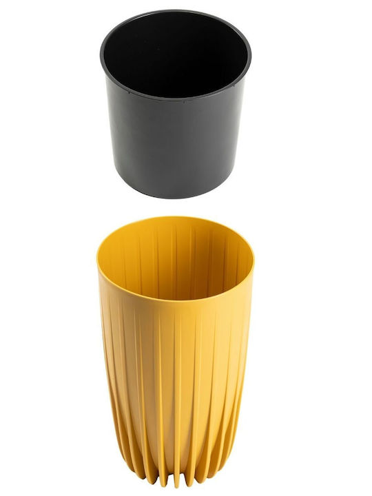 HowHomely Plant Pots Yellow with Stand 2 Pieces