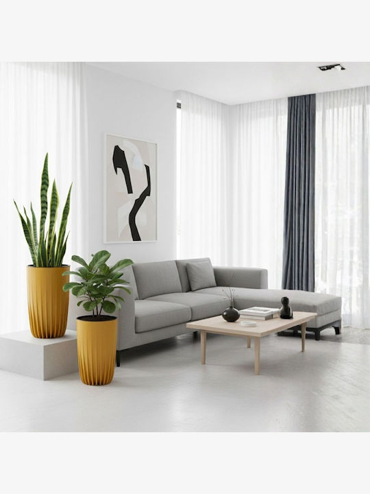 HowHomely Plant Pots Yellow with Stand 2 Pieces