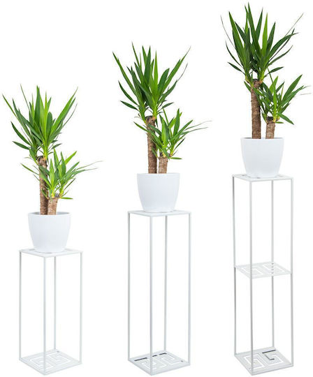 HowHomely Suport Pentru Plante Alb 24x24x100 cm
