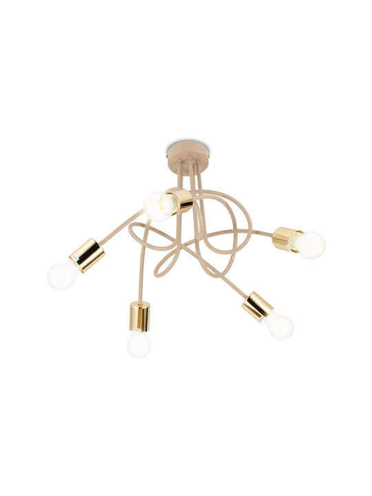 HowHomely Beige Pendant Ceiling Light for 5 E27 Bulbs