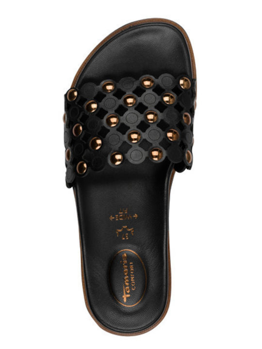 Δερμάτινα Γυναικεία Σανδάλια Flatforms Μαύρα