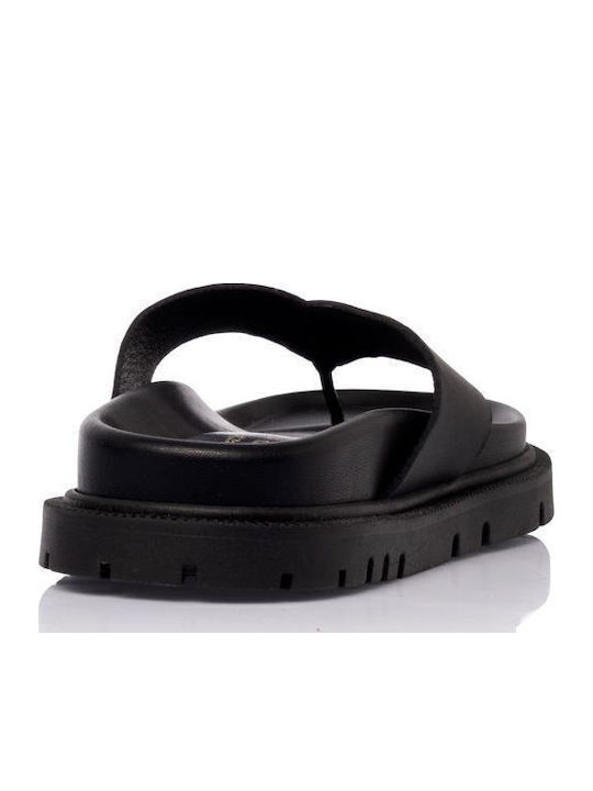 Day2day Leder Flache Damen Sandalen Schwarz