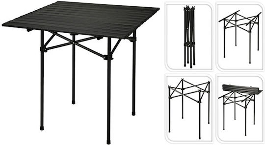 Redcliffs Metallischer Campingtisch Faltbar 70x70x69cm Schwarz