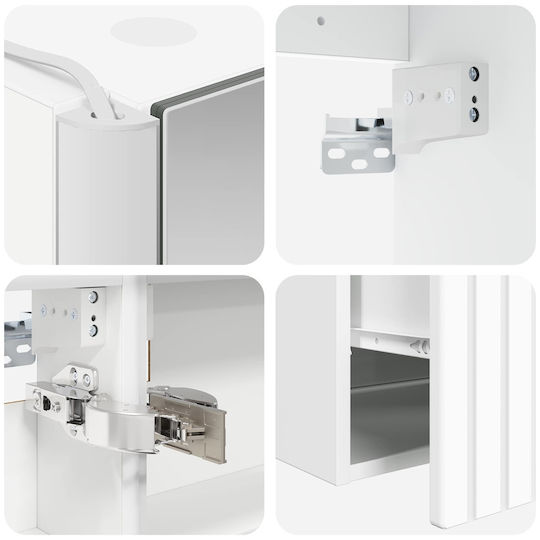 vidaXL Badezimmer Waschtisch-Einheit mit Licht M103.5xB15.5xH70cm Weiß