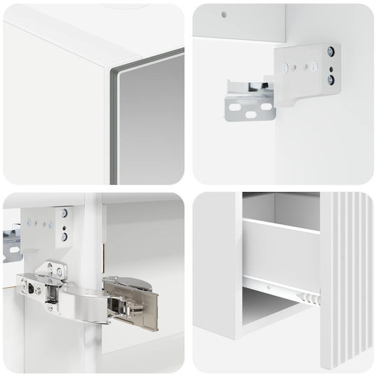 vidaXL Badezimmer Waschtisch-Einheit mit Licht 43x16x62,5cm Weiß
