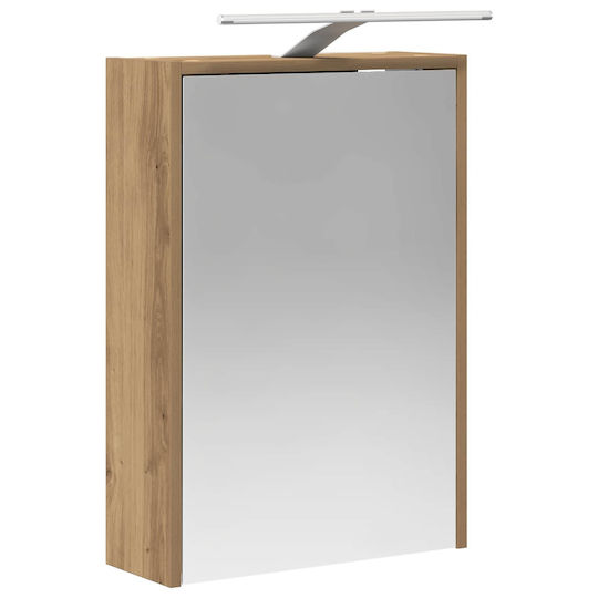 vidaXL Badezimmer Waschtisch-Einheit mit Licht M43xB16xH62.5cm Eiche