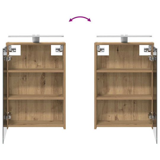vidaXL Badezimmer Waschtisch-Einheit mit Licht M43xB16xH62.5cm Eiche