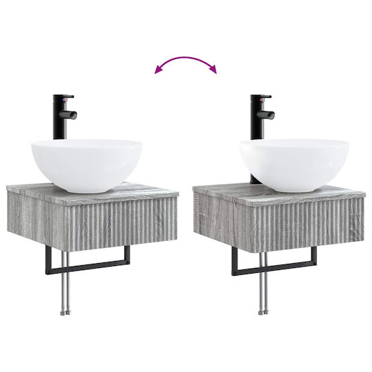 vidaXL Badezimmer Waschtisch-Einheit mit Licht 43x16x62,5cm Graue