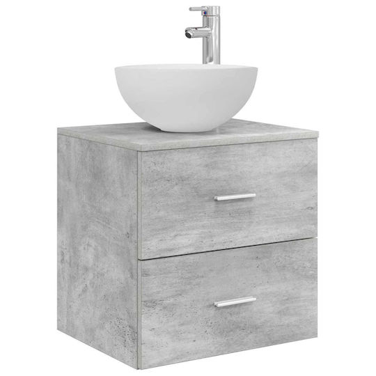 vidaXL Плот с Мивка и Огледало със Светлина 50x14.5x70см Сив