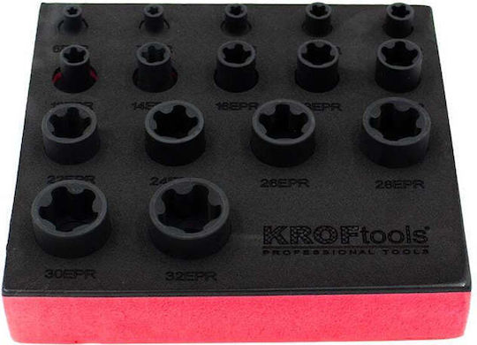 KROFtools Ядки Torx с Рамка Хост 1/4", 3/8", 1/2" Комплект 16 Бройки
