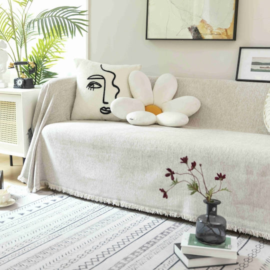 My Home Luxury Seada Sesselüberwurf Jacquard 180x180cm Ecru