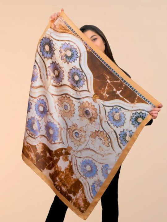 Kalfas Luxury Silk Pure Silk Shawl Women's Silk Brown
