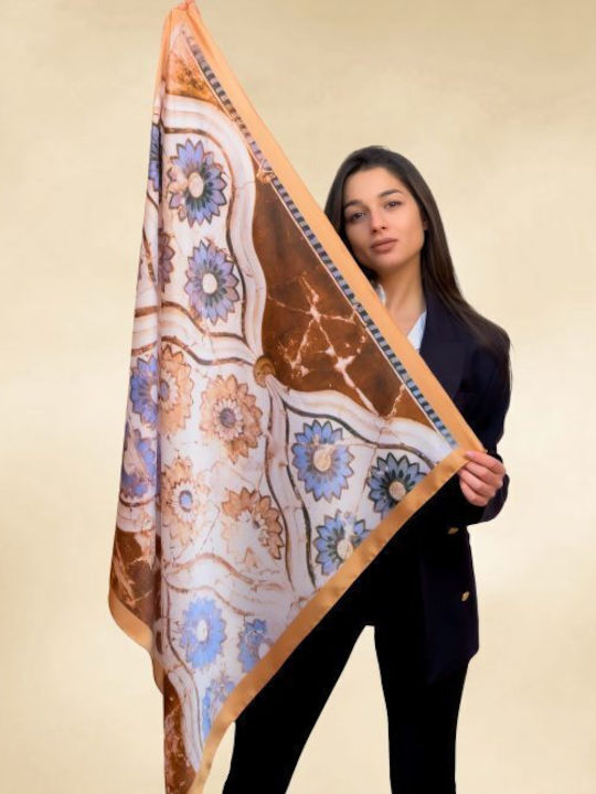 Kalfas Luxury Silk Pure Silk Shawl Women's Silk Brown