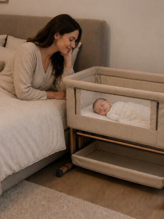 ForAll Cradle with Mattress and Wheels Beige