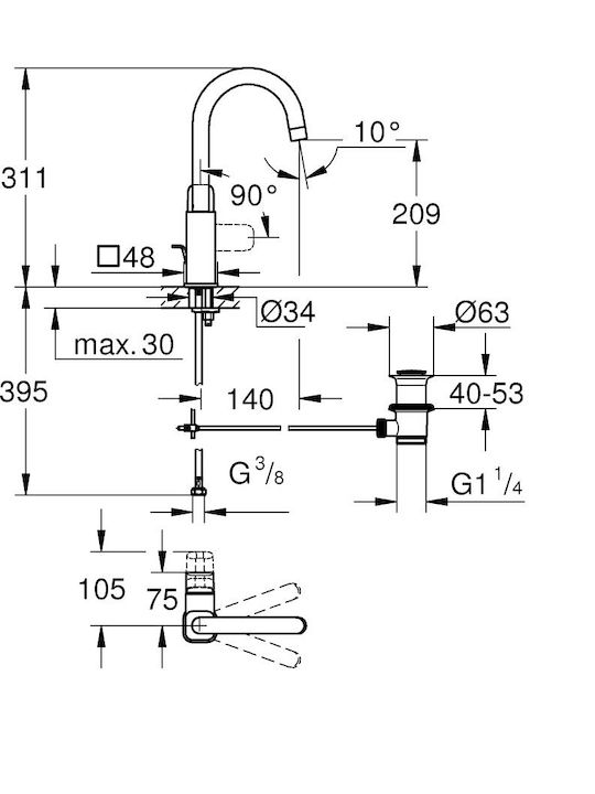 Grohe Cubeo Baterie Amestecare Pentru Chiuvetă Înaltă