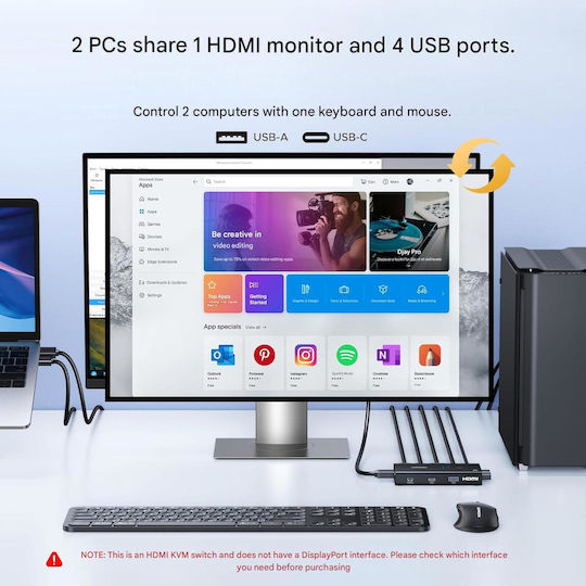 X002FV8SE5 KVM & Datenumschalter mit HDMI / USB-C / USB 3.0