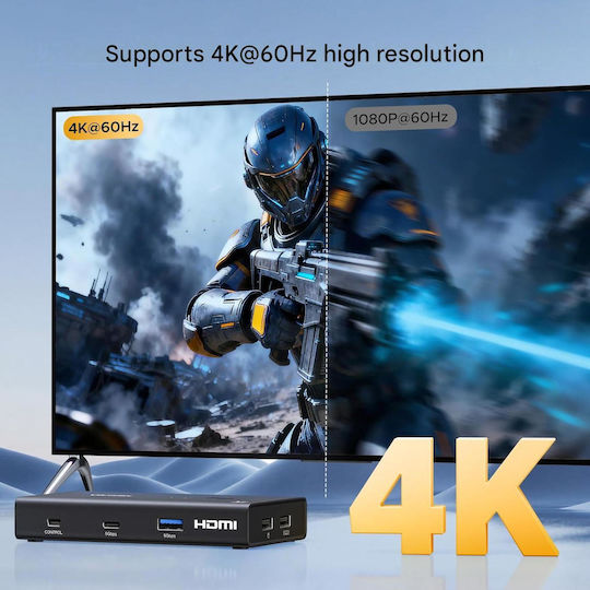 X002FV8SE5 KVM & Datenumschalter mit HDMI / USB-C / USB 3.0