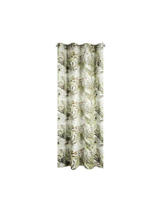 Eurofirany Κουρτίνα με Τρουκς Eyelet Jungle White Green 140x250εκ.