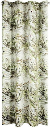 Eurofirany Eyelet με Τρουκς Jungle White Green 140x250εκ.
