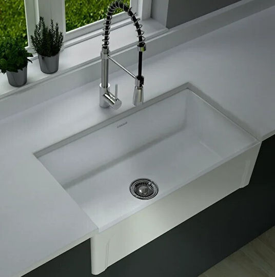 Creavit Подплотна Кухненска Мивка Порцеланова 61x46см Бяла