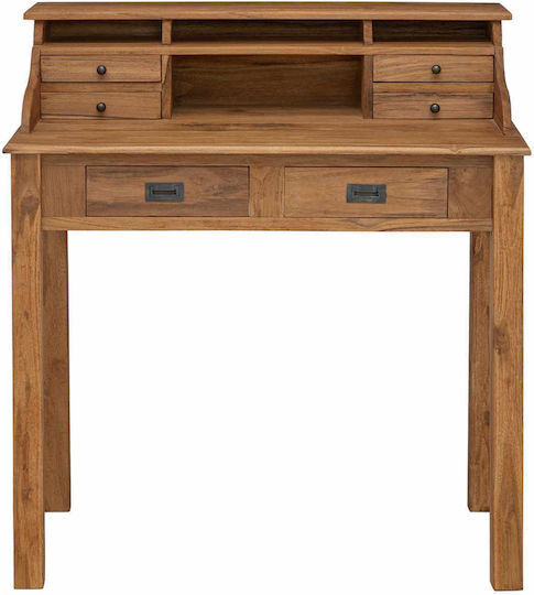 Desk Made of Solid Wood Natural with Metal Legs 89.5x49.5x100 cm