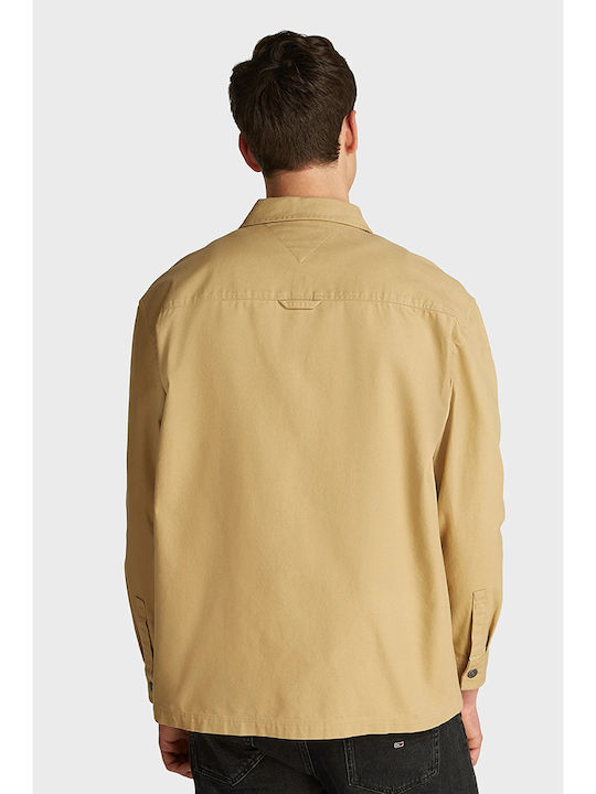 Long Sleeve Cotton Overshirt Beige