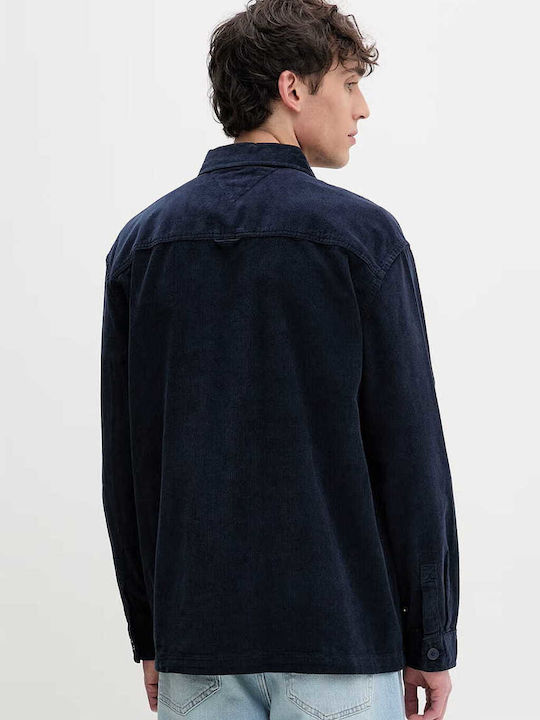 Long Sleeve Corduroy Shirt in Regular Fit Dark Blue