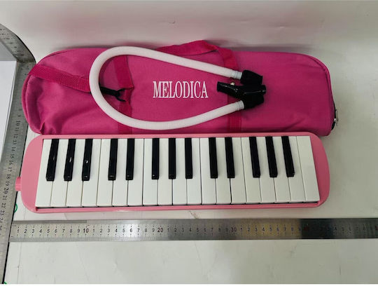 Melodică 32 De Clape Alista Home Din Abs Pentru Începători 45 X 13 X 7 Cm Include Husă Suflantă Roz