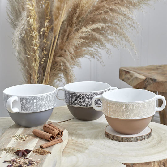 HowHomely Bol Servire Rotund Ceramic Gri