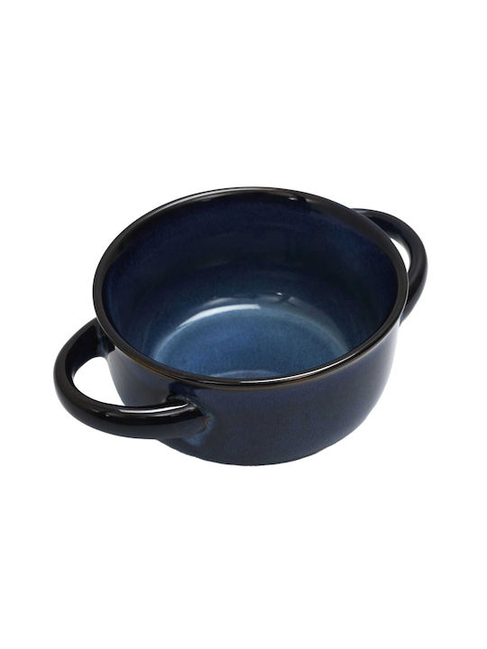 HowHomely Servierschale Rund Keramik Blau mit Durchmesser 13.7cm