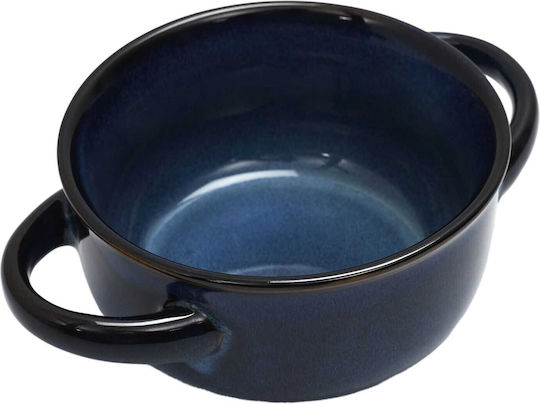 HowHomely Bol Servire Rotund Ceramic Albastru cu Diametru 13.7 cm