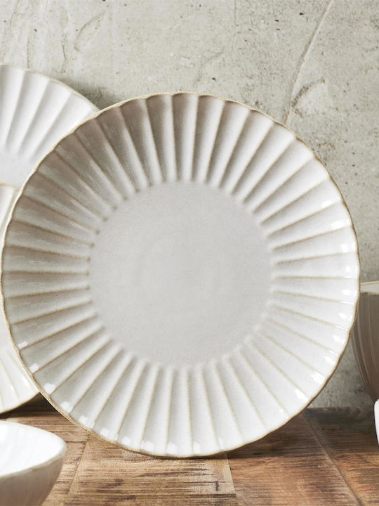 HowHomely Servierplatte aus Porzellan Beiges mit Durchmesser 27cm