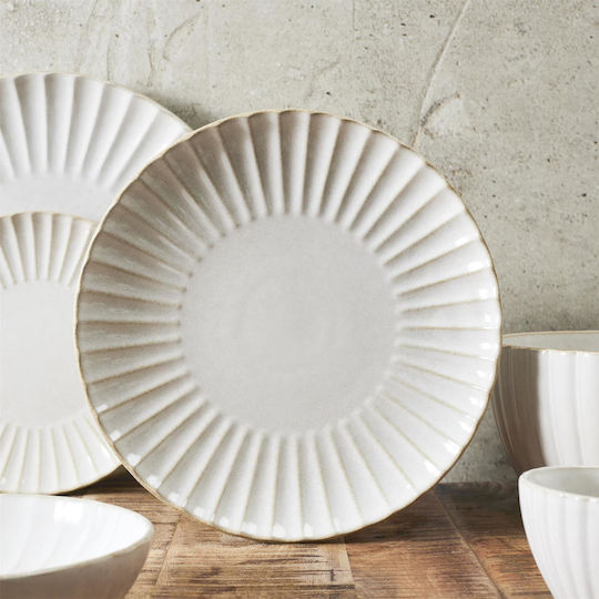 HowHomely Porcelain Pasta Serving Plate Beige with Diameter 27cm