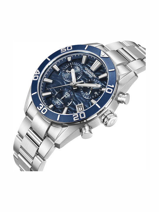 Quantum Men's Watch 42mm Chronograph Battery with Silver Metal Bracelet