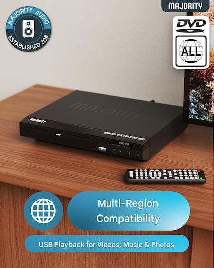 Player Dvd Compatibil Cu Tv Toate Regiunile Hdmi Full Hd 1080p Upscaling Usb Cd Dvd Mp3 Jpeg Redare Funcție Anti-șoc Telecomandă Cablu Hdmi Inclus Negru