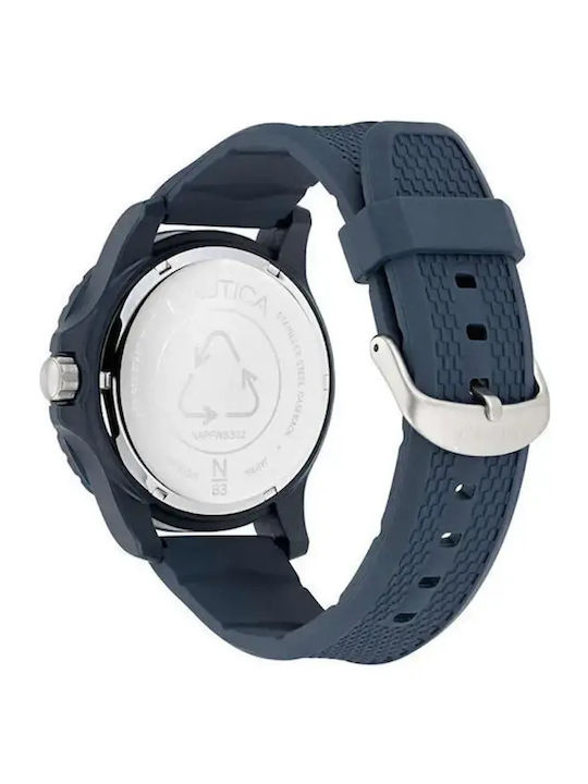 Damenuhr Batterie mit Blauem Gummiarmband