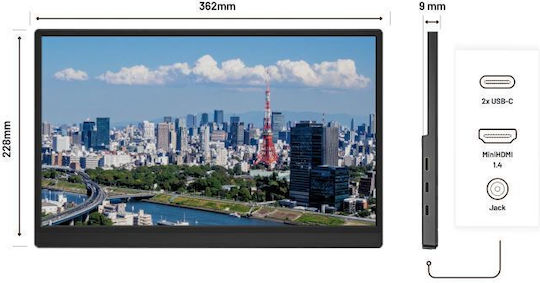 Japannext FHD Portable Monitor 15.6" FHD 1920x1080
