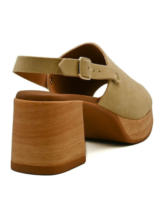 Suede Damen Sandalen Anatomisch Beigen