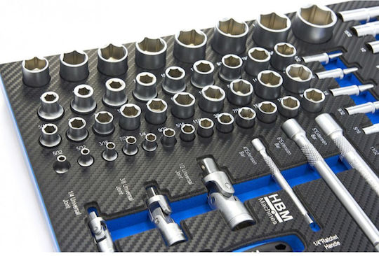 HBM Machines HBM Machines Ratschen- und Steckschlüssel-Set 1/4" & 1/2" 81 Stück