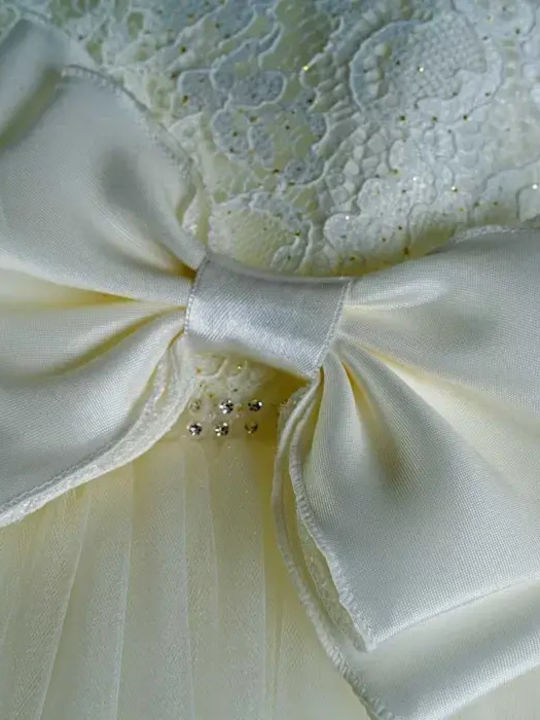 Mädchenkleid Satin Beige