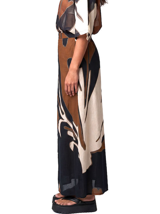 High Waist Maxi Envelope Skirt Ecru Brown Black S26A8005-One-Color