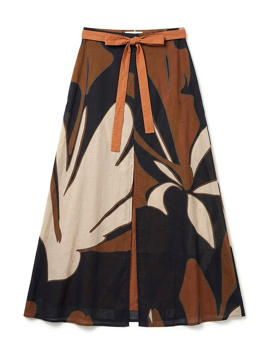 High Waist Maxi Envelope Skirt Ecru Brown Black S26A8005-One-Color