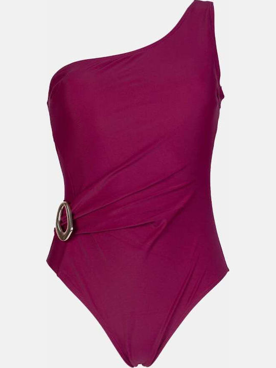 Costum De Baie Întreg Cu Un Umăr Burgund