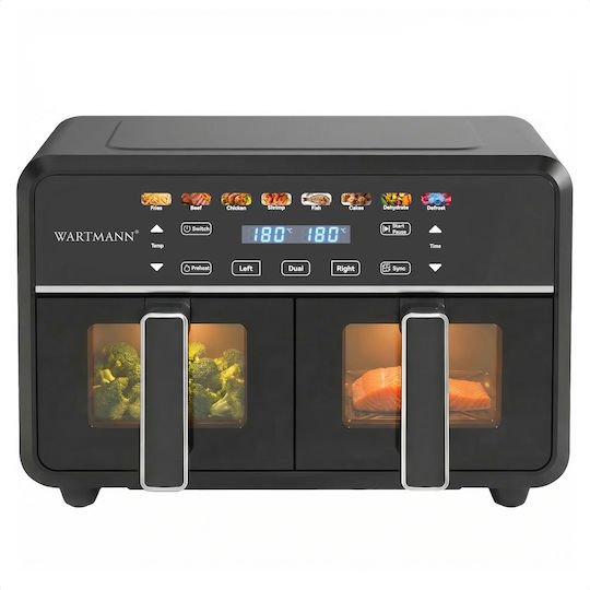 Wartmann Air Fryer με Διπλό Αποσπώμενο Κάδο 11lt Μαύρο WM-2511