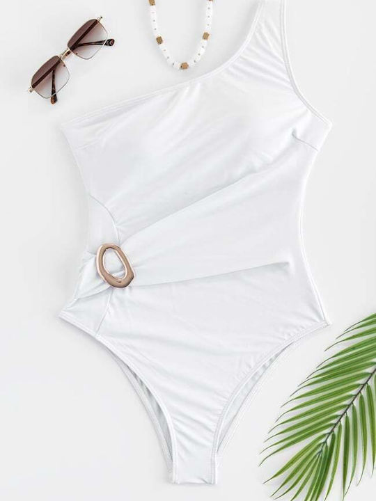 Costum De Baie Întreg Cu Un Umăr Alb