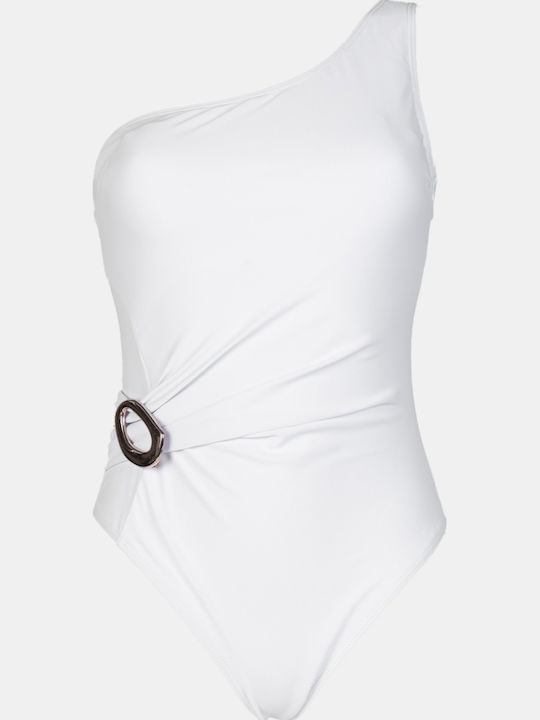 Costum De Baie Întreg Cu Un Umăr Alb