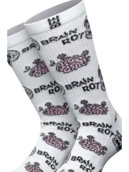 Bee. Unusual. Brain Rot Socks with Patterns White